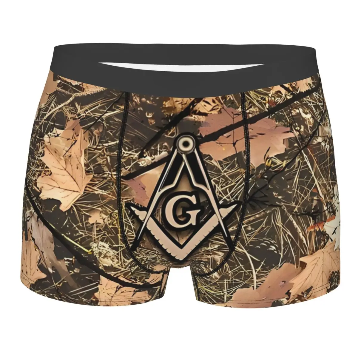 Men Hunting Camouflage Square Compass Mason Underwear Funny Boxer Shorts Panties Male Soft Underpants