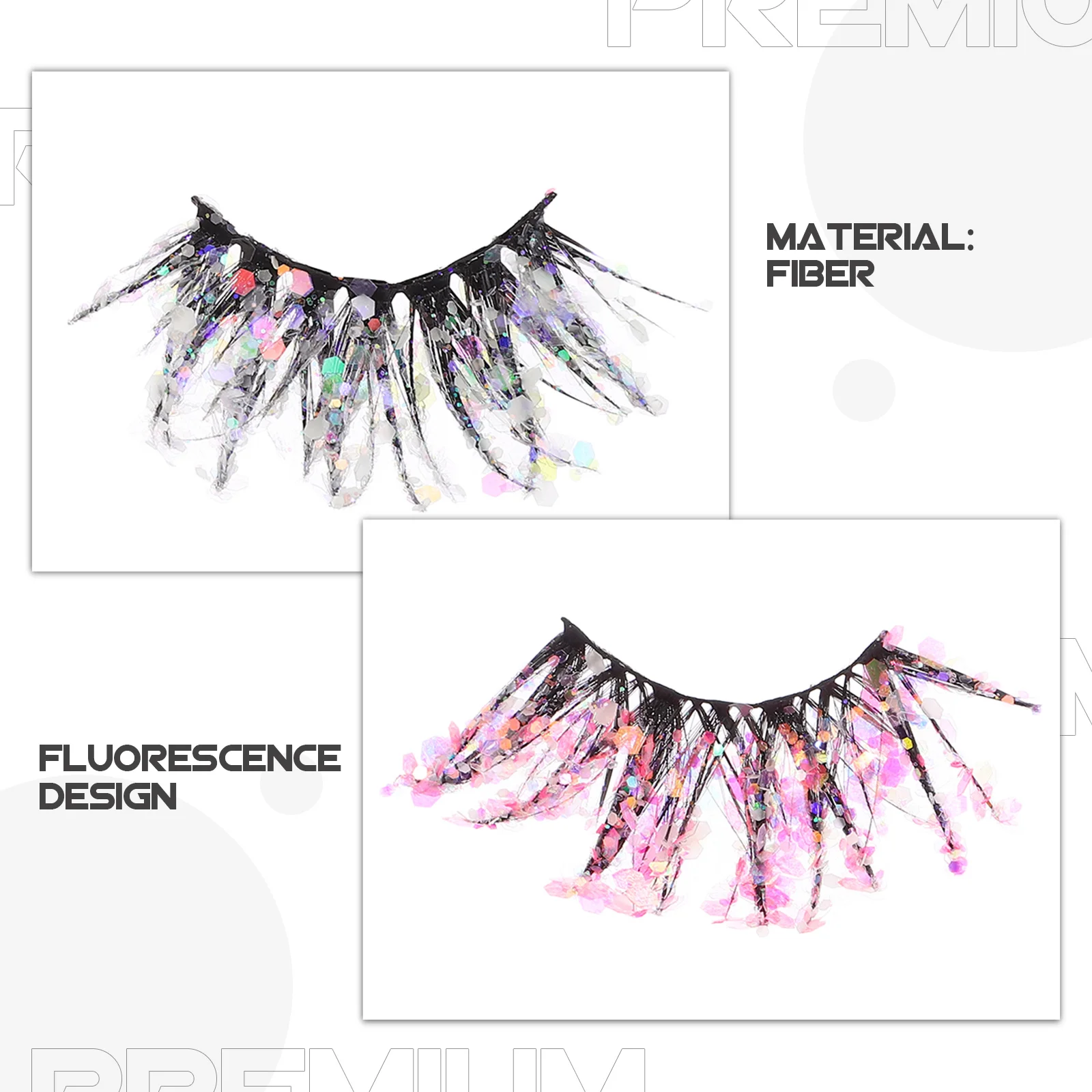 2Pairs Fluorescerende Wimpers 3D Dramatisch Volume Nep Wimpers voor Avondje Uit Clubbing Glow in Dark Lichtgevende Oogaccessoires Pailletten