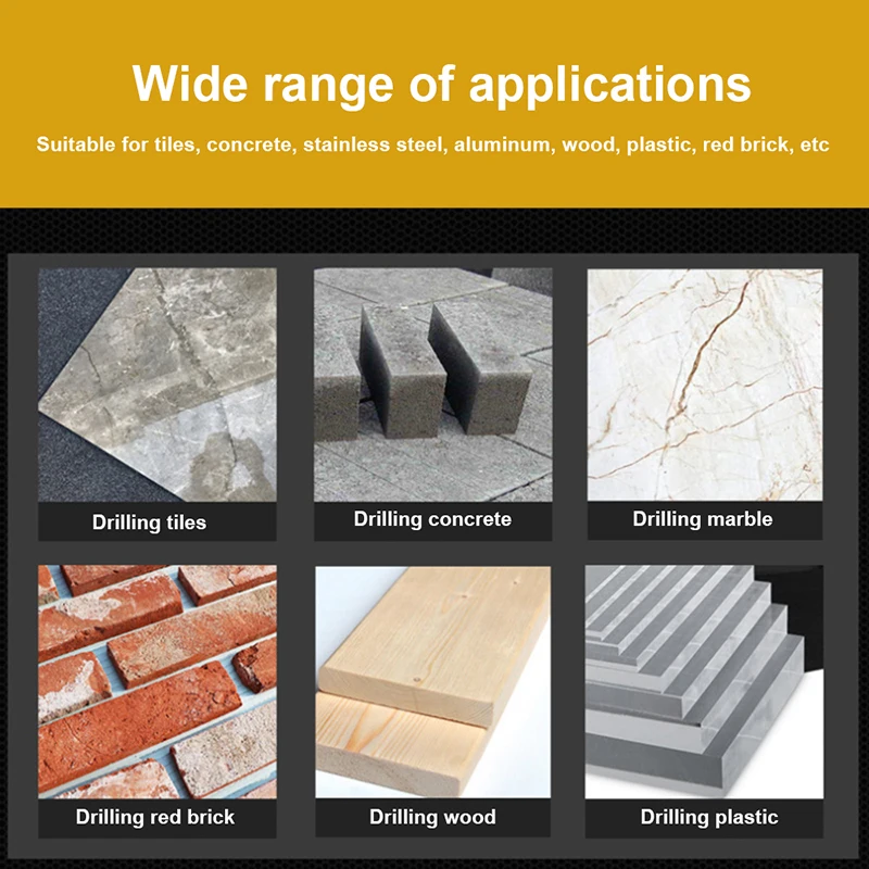 4pc/7pc Cemented Carbide Drill Bit 6.35mm Hexagon Shank Four-blade Drill Bit Ceramic Tile Glass Brick Wall Power Tool