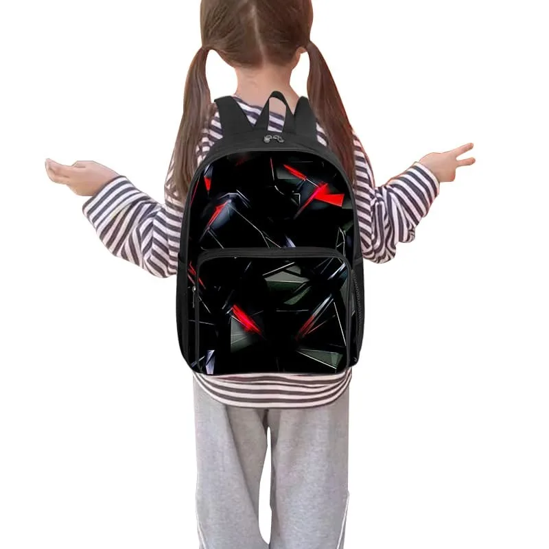 Zaino con tasca frontale quadrata modello macchinari nero e rosso per ragazzi e ragazze I migliori regali Zaini per cartoni animati 3D per bambini