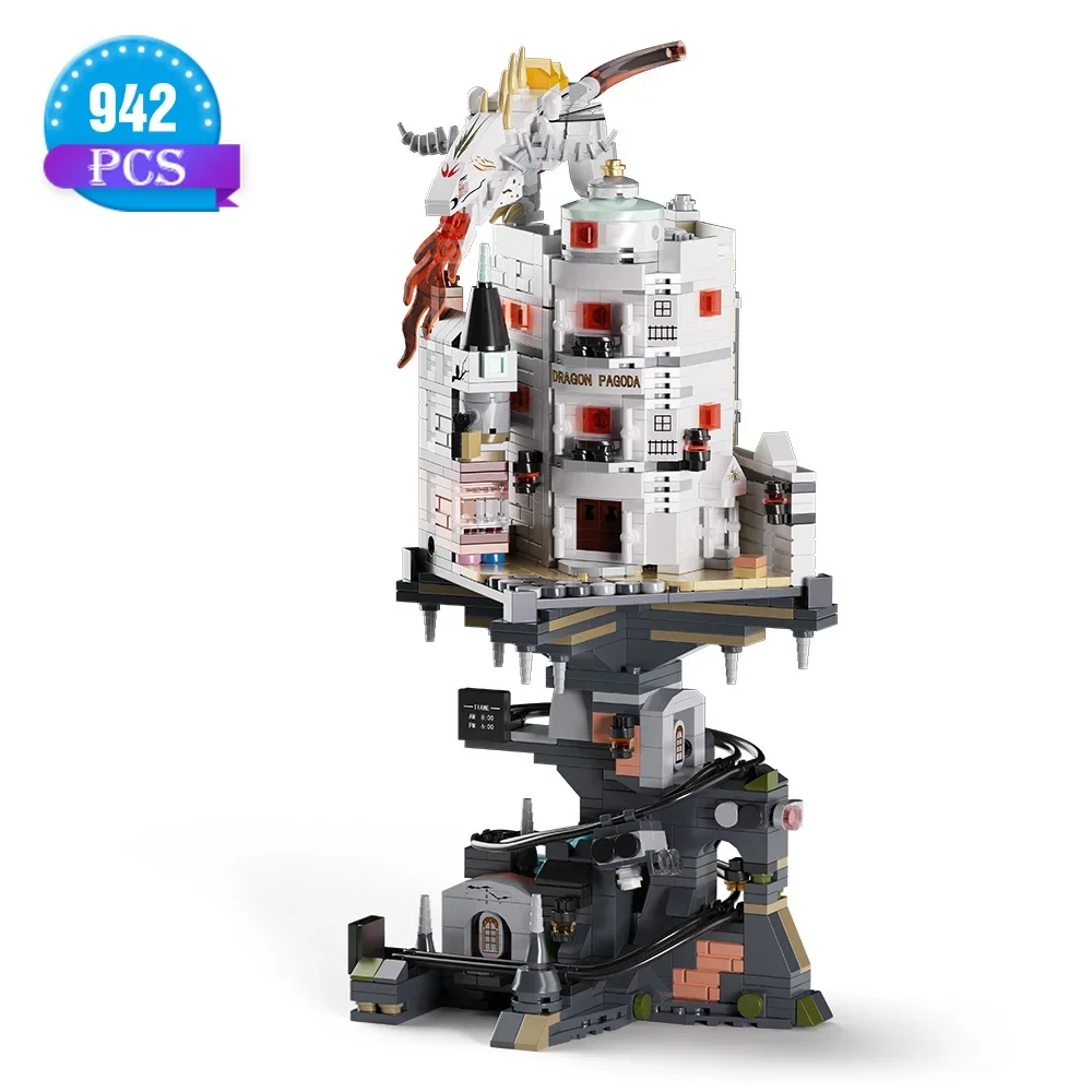 1000pcs Gringottses Wizard Tower Magic World Dragon MOC Building Bricks Set Blocks Toys Adult Birthday Gifts