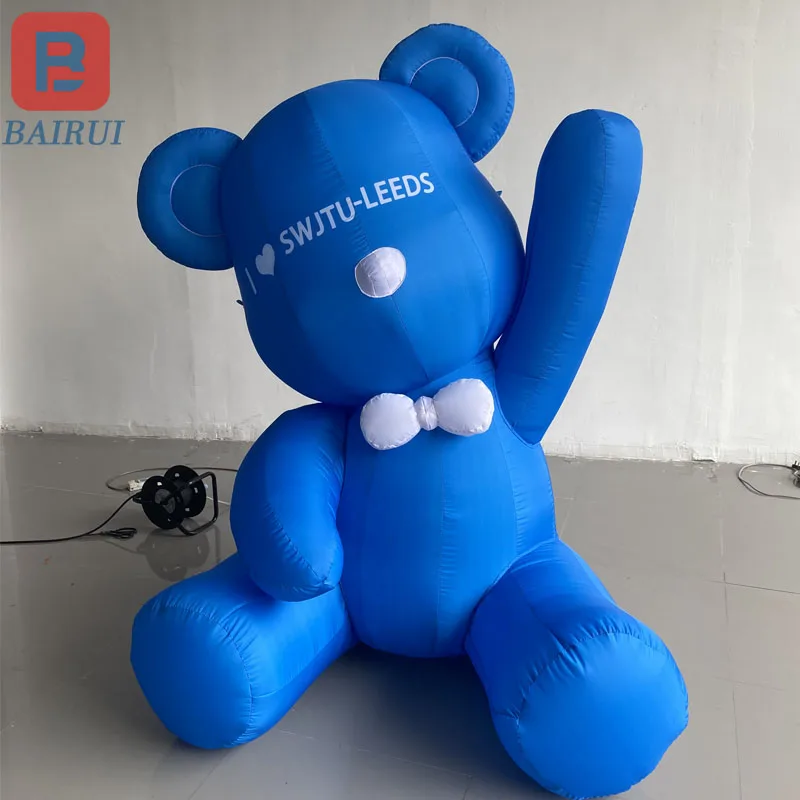 Giant inflatable bear model tie blue bear stage activities party advertising decoration props size can be customized