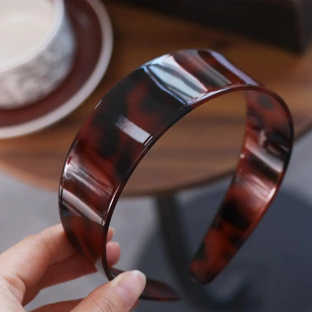 

Vintage Acetic Acid Leopard Headband Headdress Coffee Retro Hairband French Headwear Korean Style Hair Hoop Girls