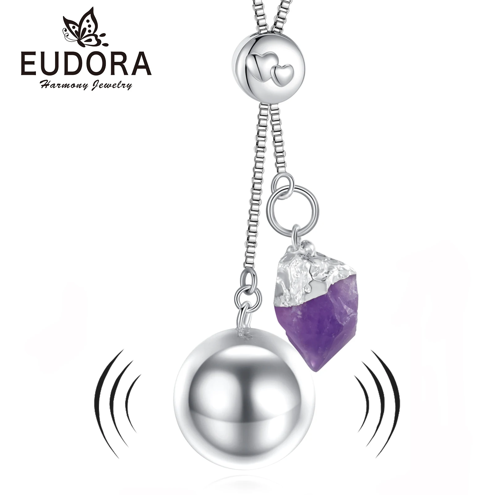 Eudora Harmony Ball Amethyst Pendant Pregnancy Bola Baby Chime Ball Angel Caller Necklace Maternity Jewelry Turquoise Women Gift