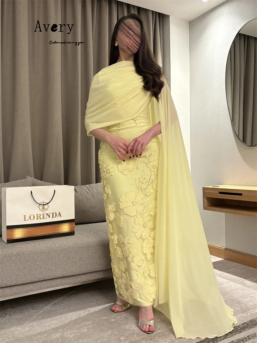 Avery Customized Yellow Flower Fishtail Lace Elegant and Chic Luxury Evening Dresses 2025 Dresses for Woman Party Wedding Dress image 4