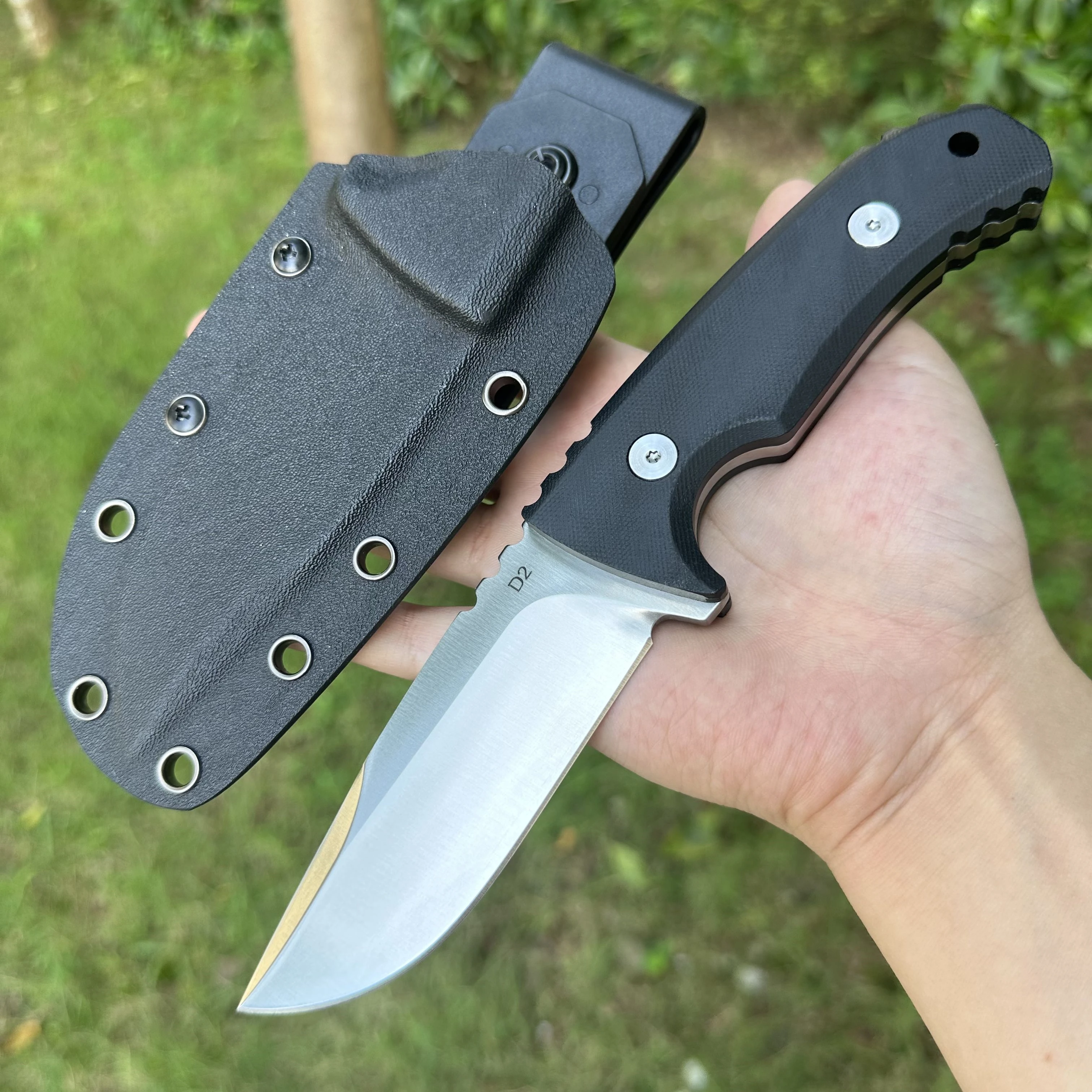 Topwell Handmade Outdoor Knife Fixed D2 Blade G10 Handle Sharp&Solid With K-Sheath Tatical Hunting Svrviaval Knife CM021