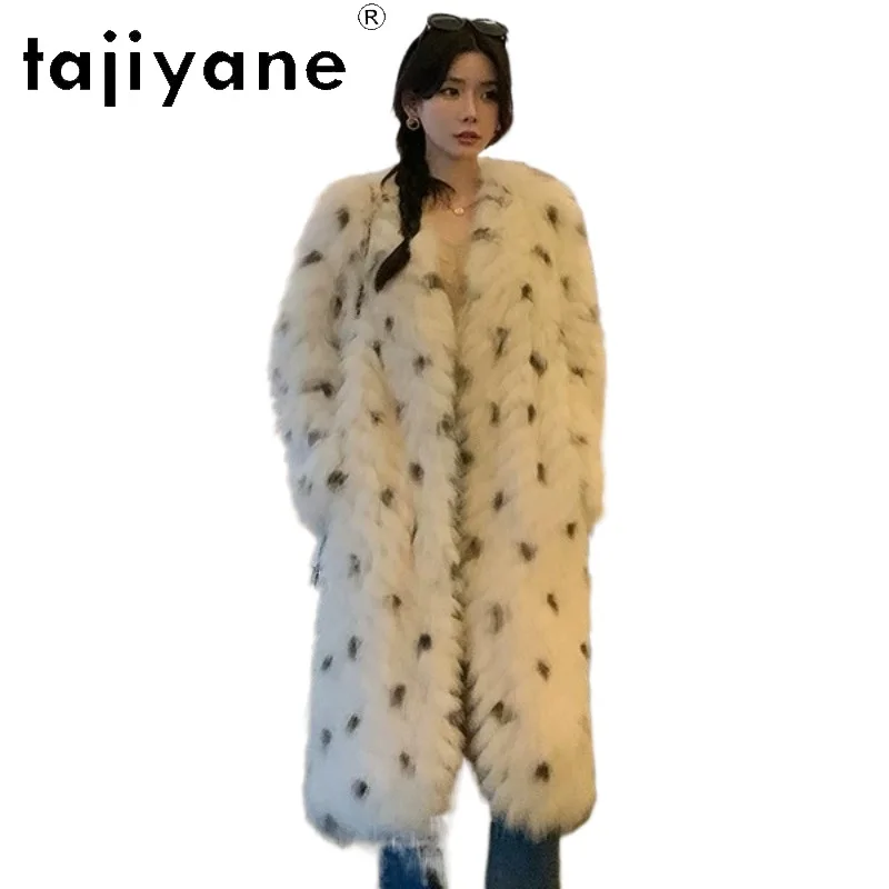 

TAJIYANE Natural Fox Fur Coat Women Long Real Fur Jacket Luxury Winter Coat Women Leopard Furry Tops Jackets Thicken Haut Loose