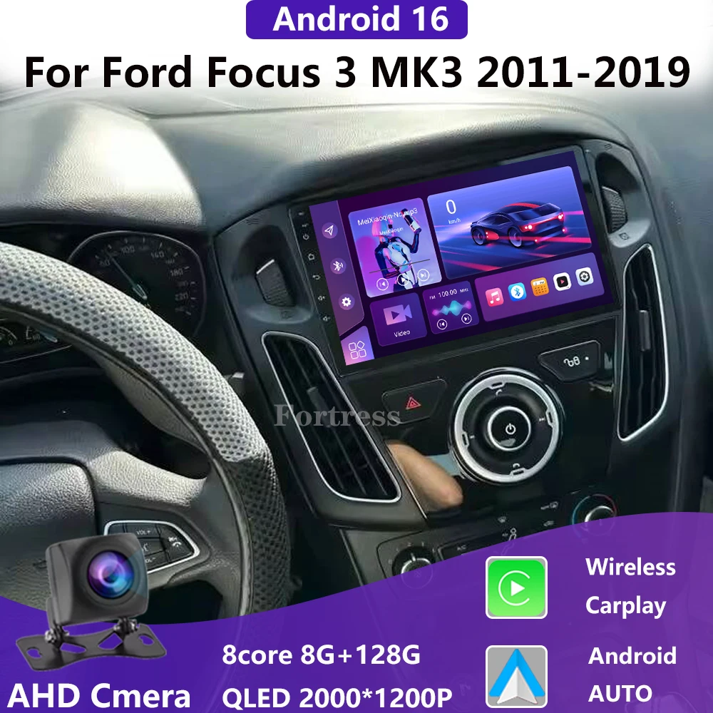 CarPlay sans fil pour Apple Android Auto autoradio GPS pour Ford Focus 3 MK3 2010 2011 2012 2013 2014- 2019 multimédia RDS 4G WiFi