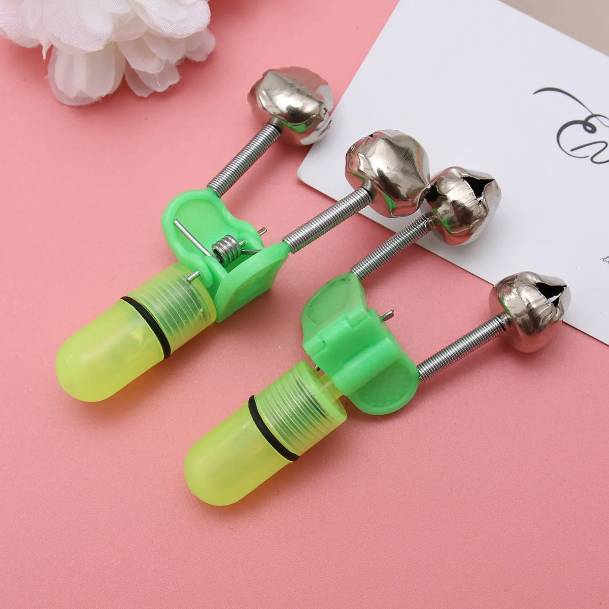 

20Pcs Fishing Alarm with Dual Bells LED Light Clip for Night Sea Fishing Rod Bite Alert Perfect in Complete Darkness