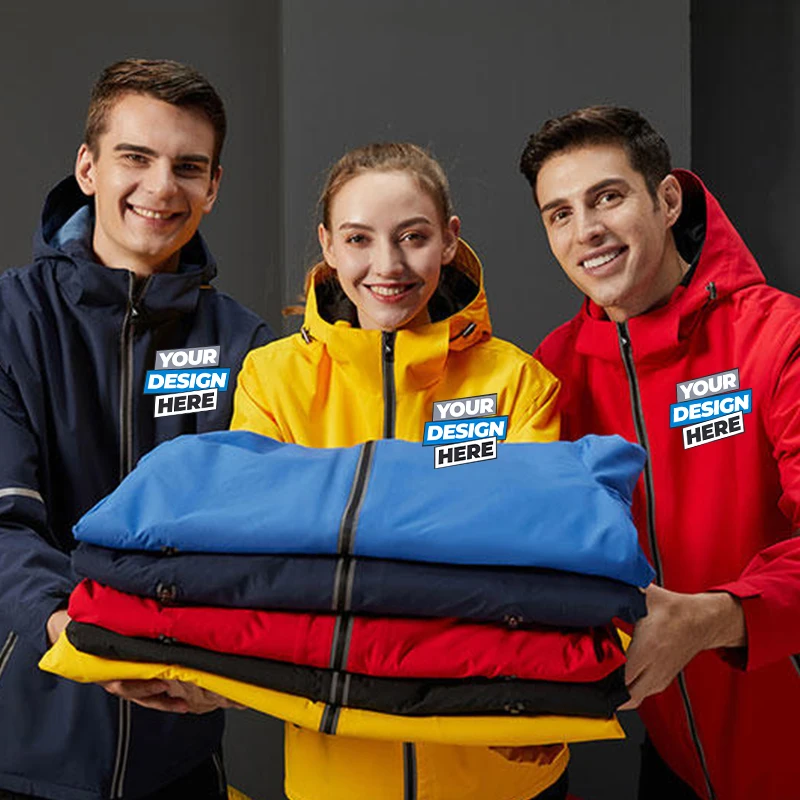 

Custom Logo Design Men With Reflective Jacket DIY Print Zipper Coat Windproof Waterproof Jacket Unisex Outdoor Jackets HM-999