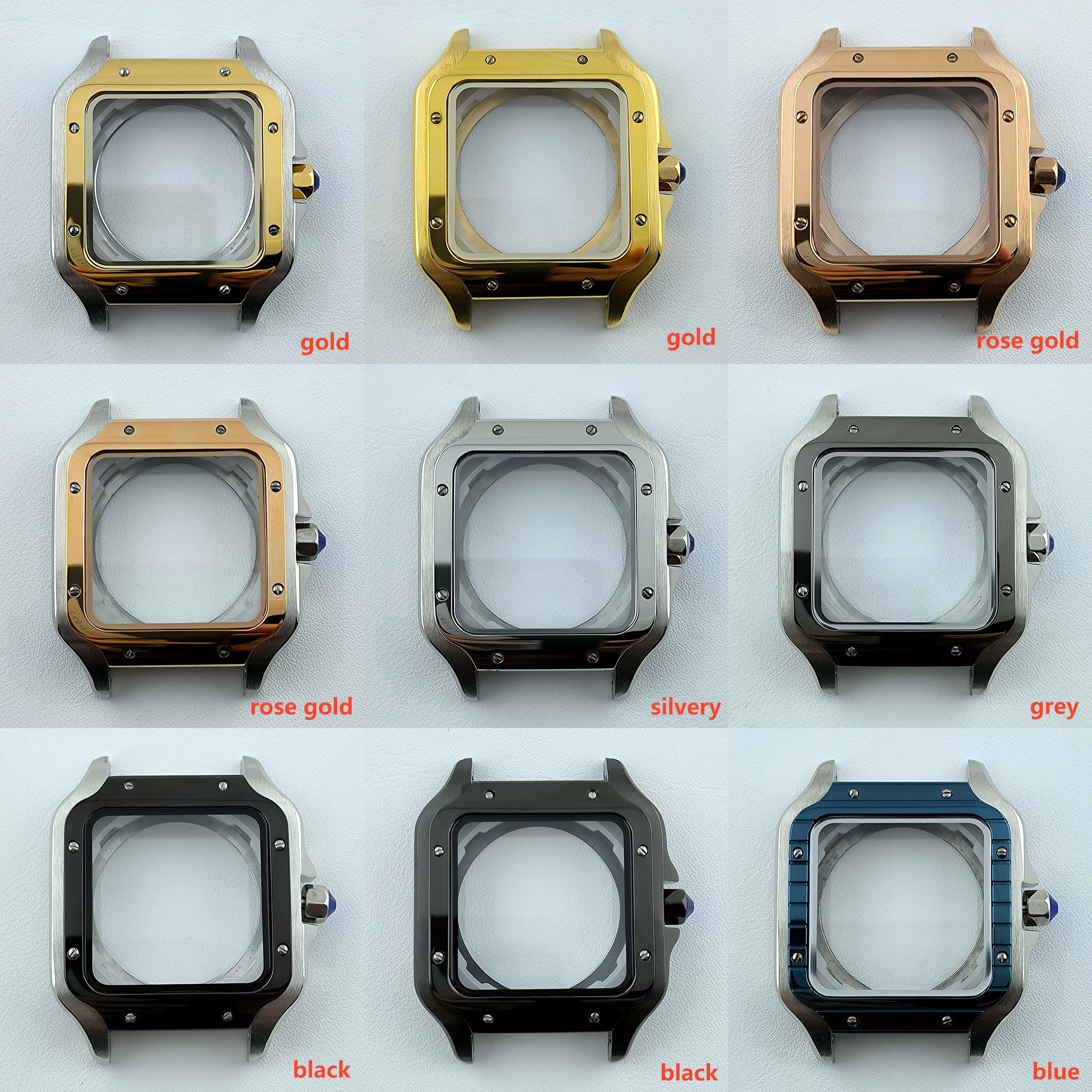 

38mm NH35 Watch case Square Dial Roma Dial Watch Case Folding Buckle Square Case Leather strap fit NH35 movement