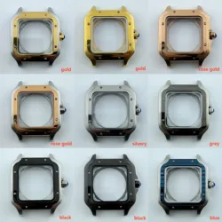 38mm NH35 Watch case Square Dial Roma Dial Watch Case Folding Buckle Square Case Leather strap fit NH35 movement