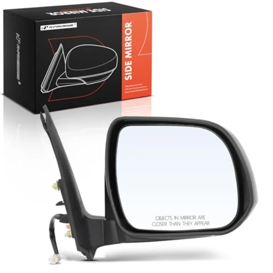

Passenger Side Power Door Mirror - Compatible with Toyota Tacoma 2012 2013 2014 2015 - Non-Heated Manual Folding Black Outside