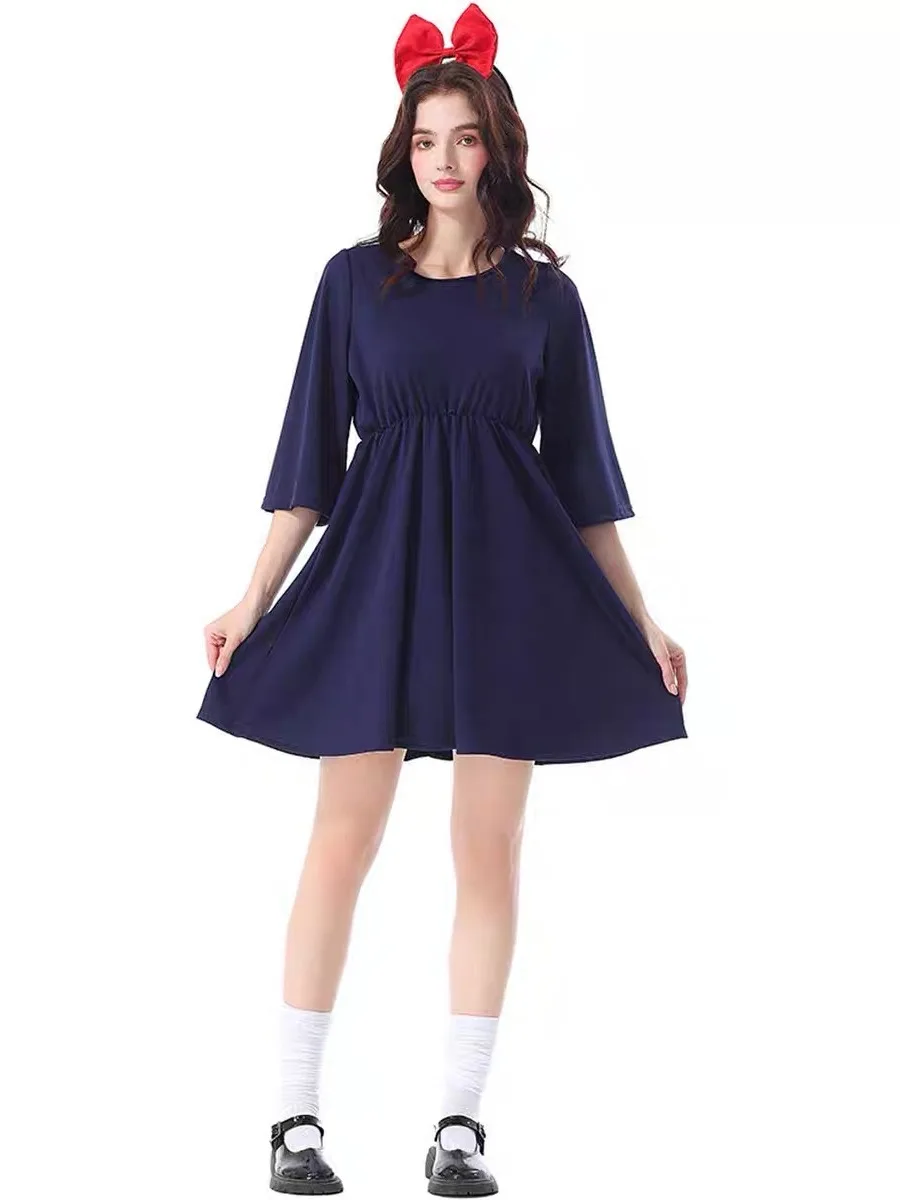 loween Costume da gioco di ruolo anime per adulti Piccola strega molto ragazza Cosplay Miyazaki Kiki Abbigliamento da prestazione Donna