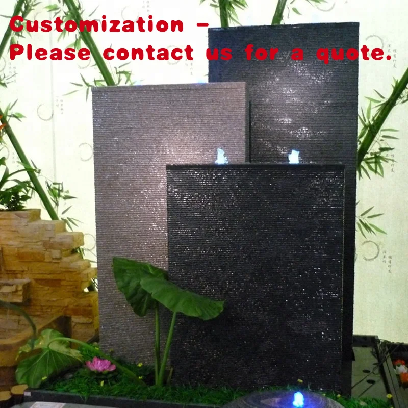 

custom.Granite Stone Waterfall Wall Fountain Supplier with Lights