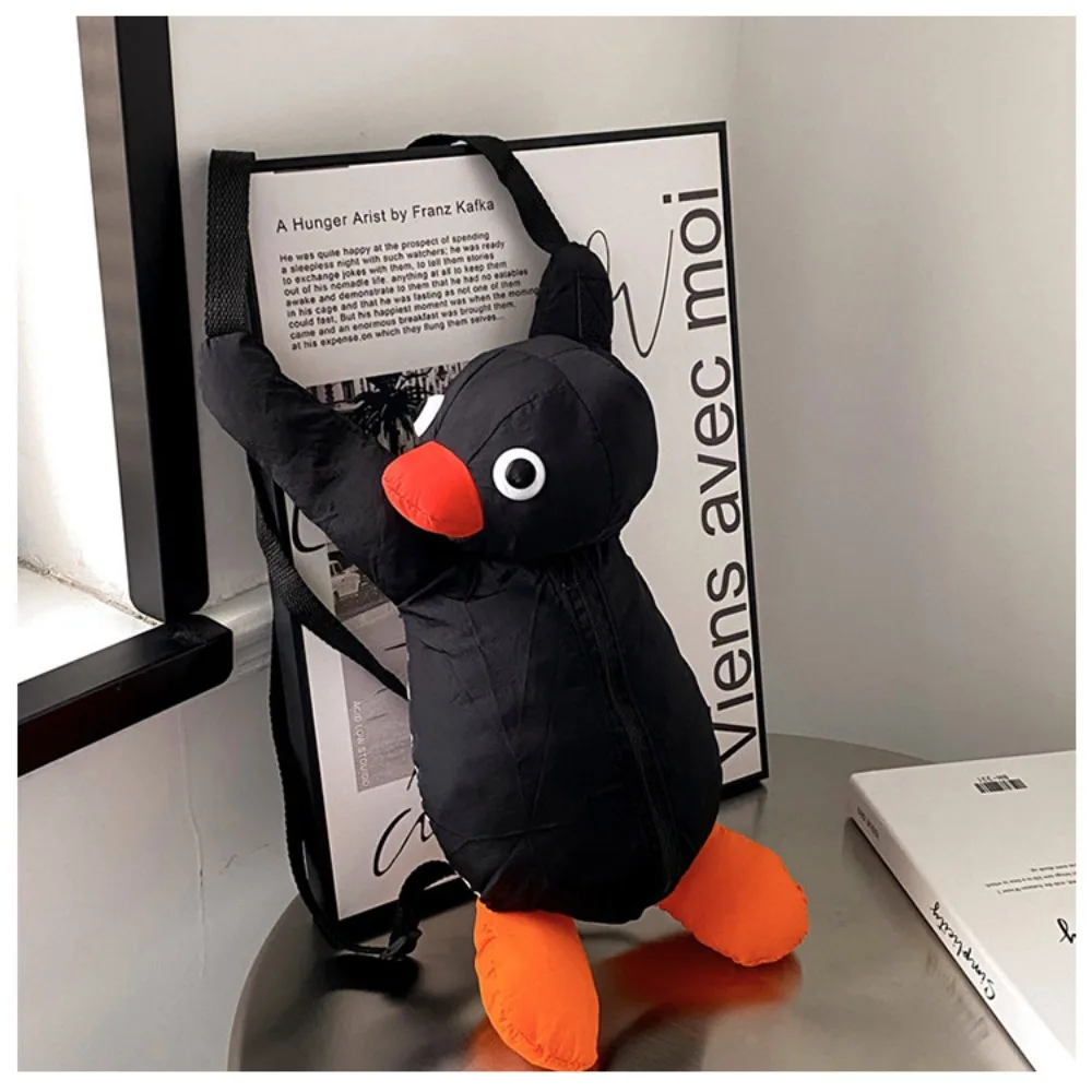 Cute Penguin Backpack Nylon Wear-resistant Children's Bag Breathable Plush Doll Bag