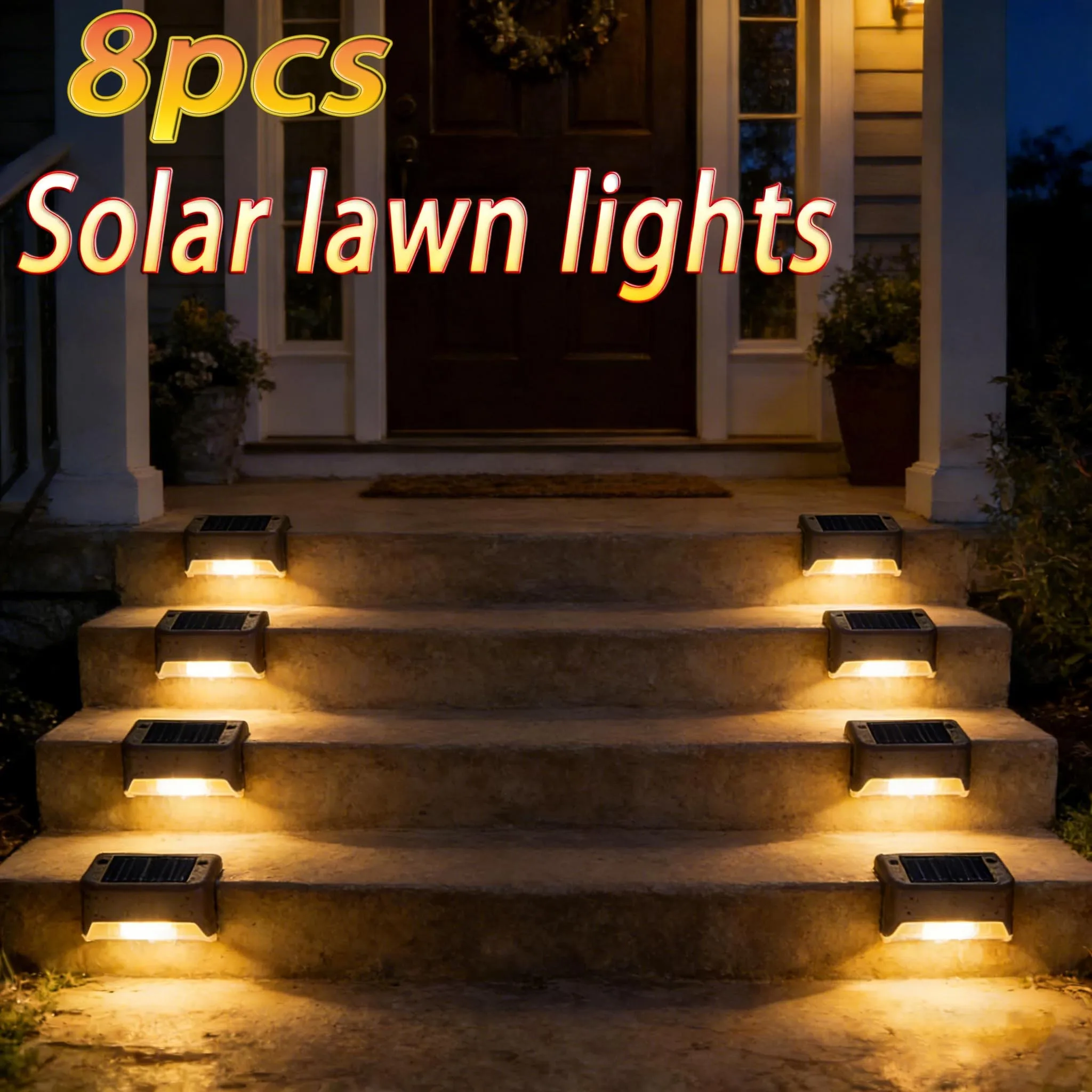 Luces Solares para Escalones, LED Blanco Cálido, Impermeables, para Iluminación de Escaleras, Caminos, Jardín, Patio, Valla, Balcón, Decoración, Energía Solar