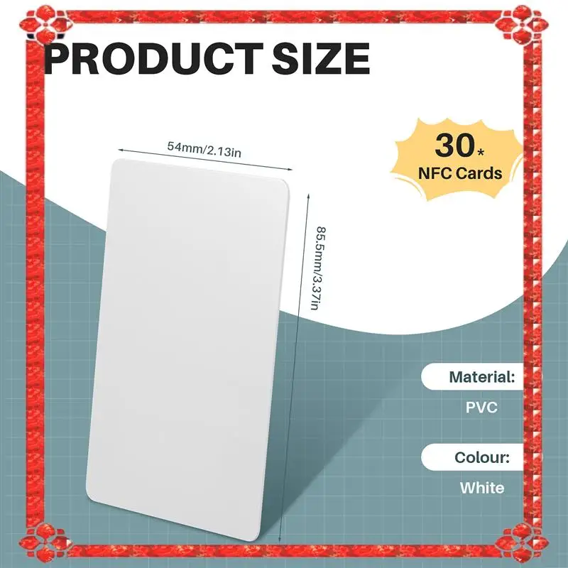 24 시간 배달 30Pcs NTAG215 카드 비접촉식 Nfc 카드 태그 504Byte 읽기-쓰기 PVC 카드 휴대용