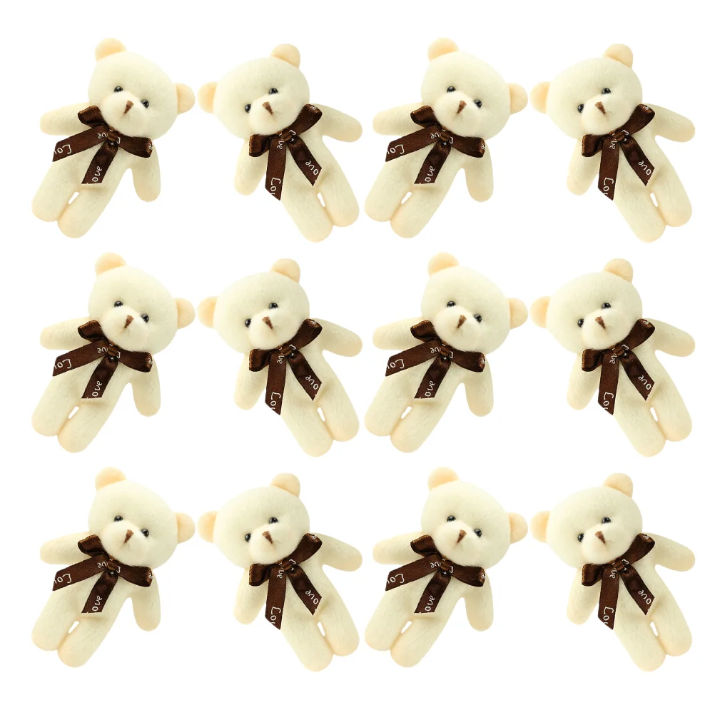 12 Pcs Bear Keychain Girls Toys Pendants for Backpacks Miniature Decor Plush Ring Charm Pp Cotton Child