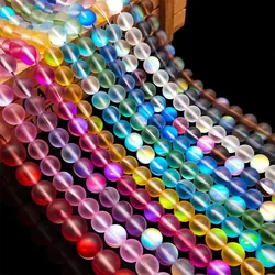 Round Loose Beads for Jewelry Making, Matte AB, Austrian Crystal, Glitter MoonStone, DIY Bracelet, 15 in Strands, 6mm, 8mm, 10mm