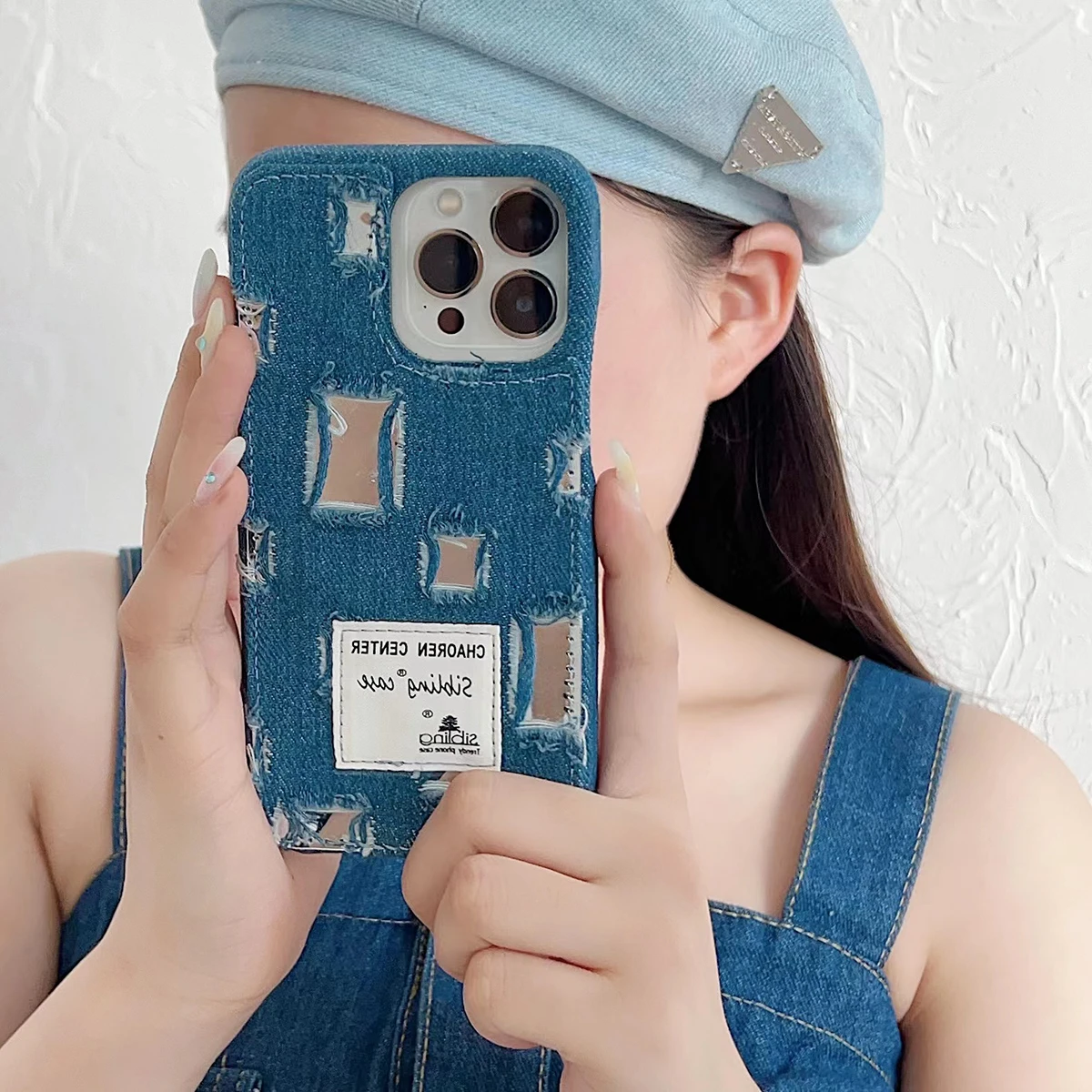 US Style Denim Fabric Back Covers For iPhone 14 13 12 11 Pro Max Plus Full Coverage Shockproof Phone Protective Case Luxury New