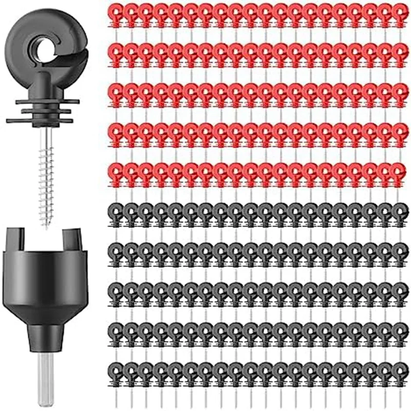 

200Pcs Electric Fence Insulator Screw Set Self-Tapping Insulation Ring Band For Polyethylene Wire Steel Wire Aluminum Wire Kit