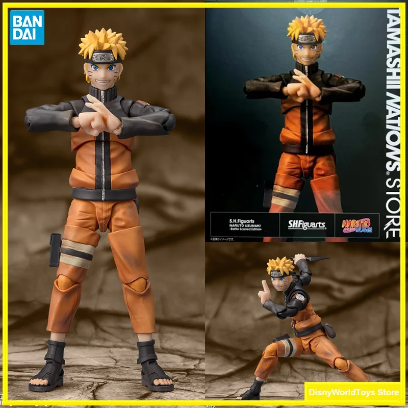 100% original bandai s. h. figuuts tamashii nations speichern shf naruto uzumaki tnt battle damage edition auf lager anime figur spielzeug