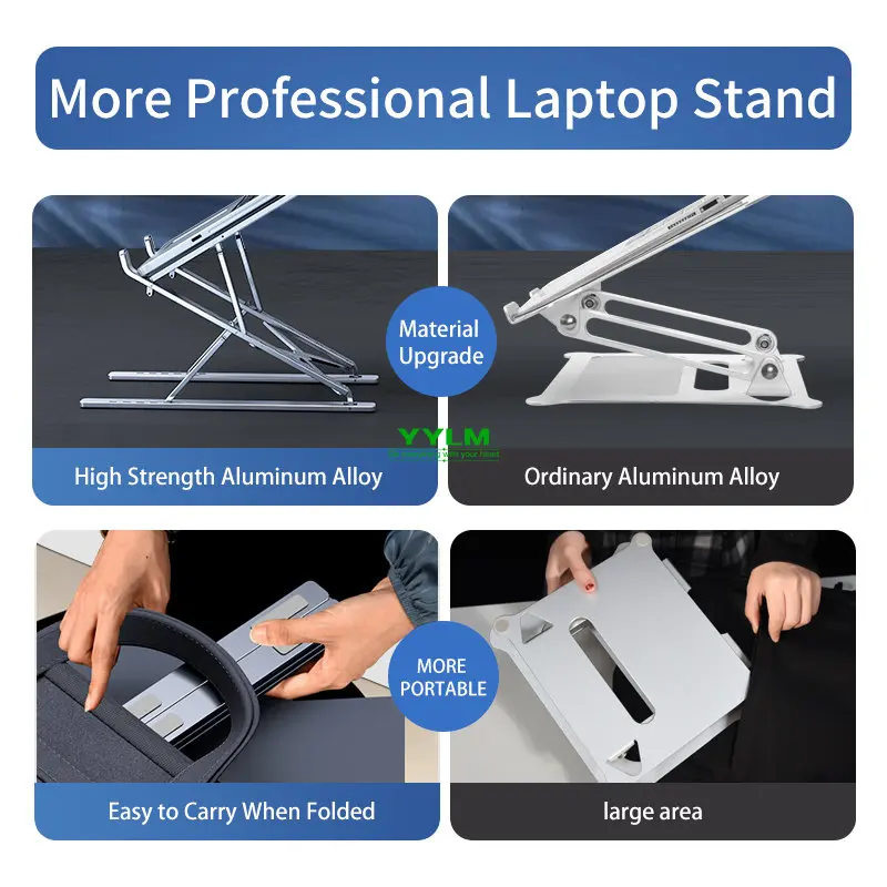 YYLM NEW N8 Adjustable Laptop Stand Aluminum for Macbook Tablet Notebook Stand Table Cooling Pad Foldable Laptop Holder  A