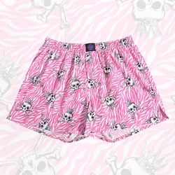 Pure Cotton Panties Pink Skull For Men And Women Pattern Comfortable Breathable Shorts For Home Leisure