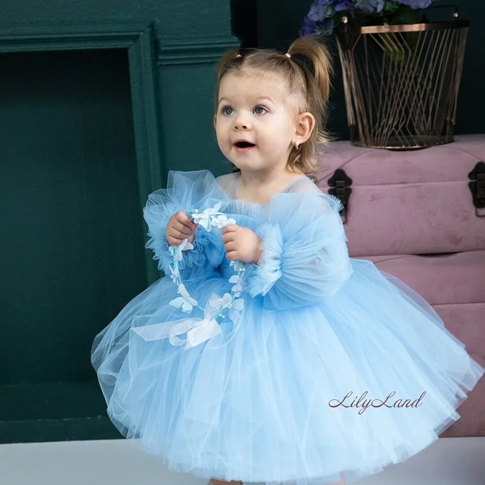 Robe de Rhtutu bleue pour tout-petit, robe bouffante pour bébé, occasion spéciale, robe de demoiselle d'honneur, séance photo du premier anniversaire, nouveau, 2025