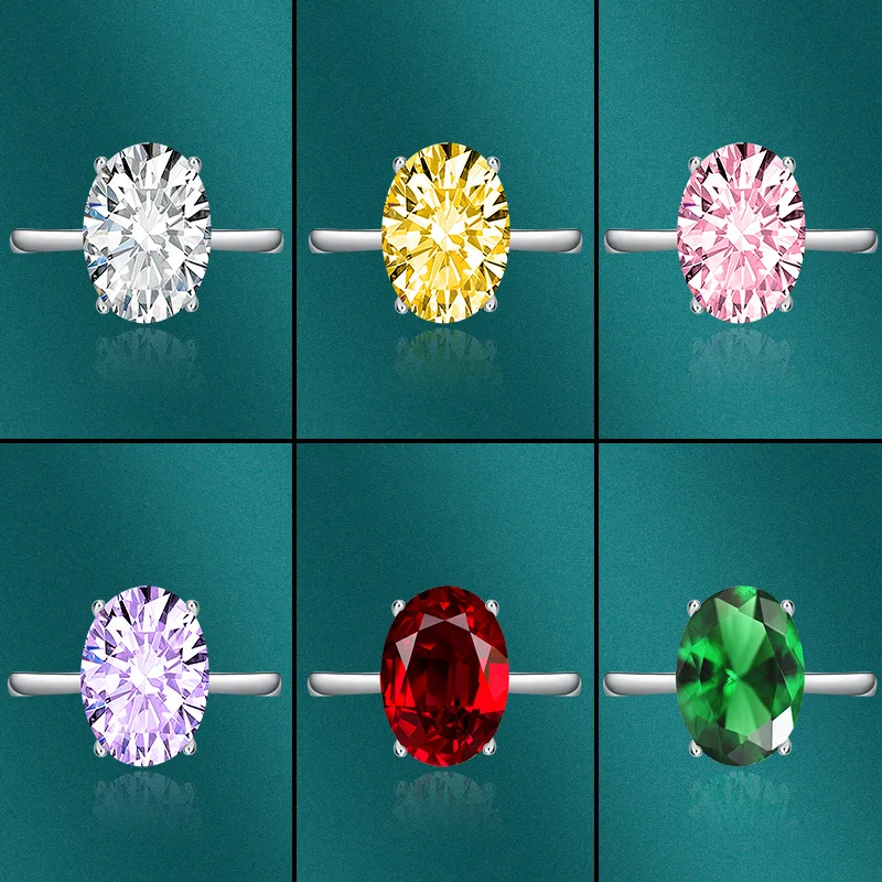 

Vintage Colored Gemstone Ring Oval Cut S925 Sterling Silver Adjustable Open Band Fashion Jewelry for Women