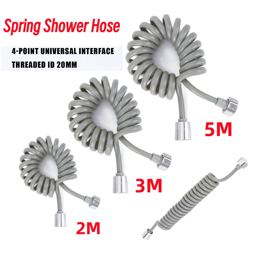 2/3/5M Flexible Shower Hose Spring Shower Telephone Line Hose Plastic Water Hose for Bathroom Water Toilet Bidet Sprayer