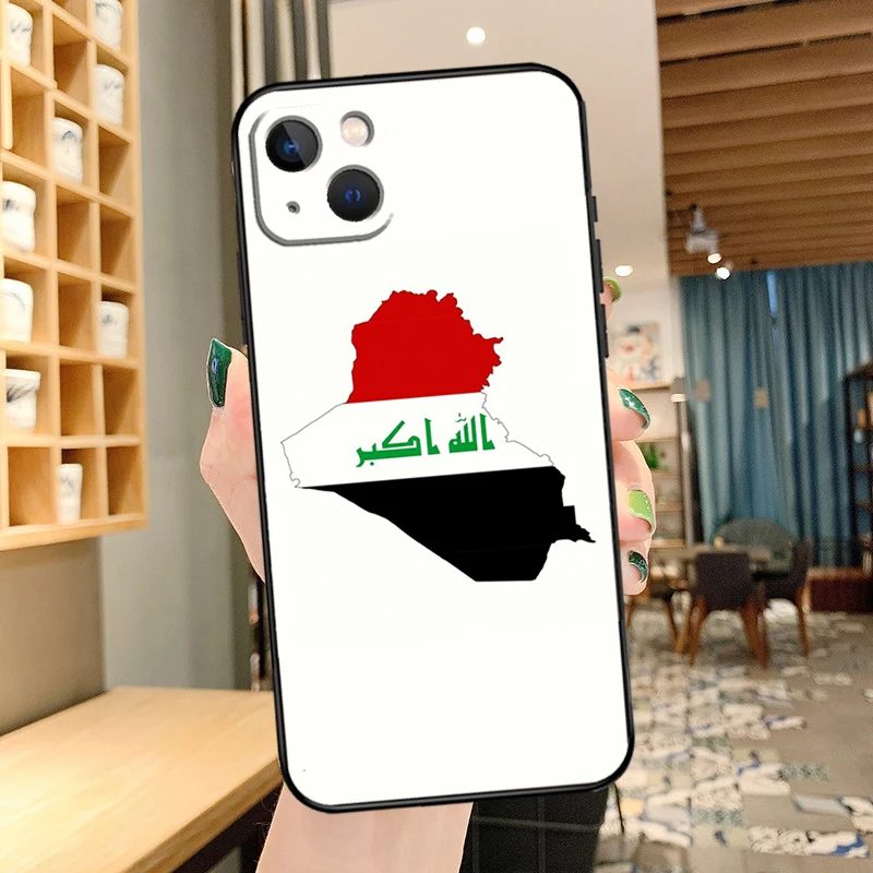 Capa de telefone mapa do Iraque para iPhone 13 12 11 14 15 16 Pro Max XS X XR Plus 12 13 Mini capa traseira