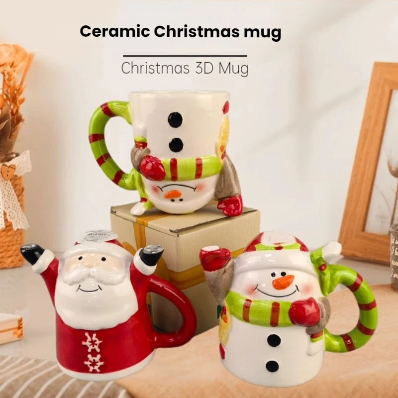 HQ Creative Hand-painted Ceramic Santa Claus Mug Christmas Decoration