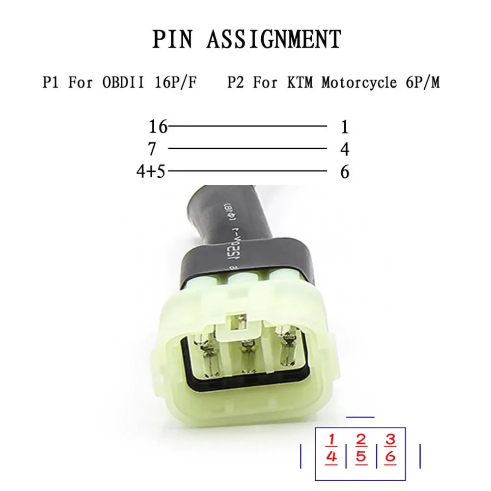 Motorcycle OBD2 Connector For KTM 6pin Motobike Adaptor 6 PIN OBD 2 Extension Cable