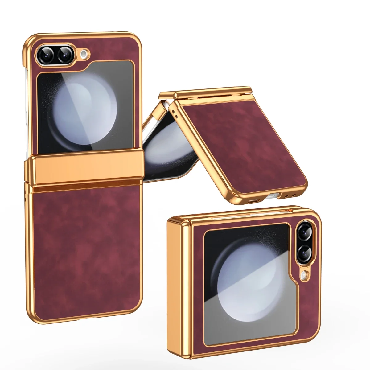 

Кожаный чехол в стиле ретро с гальваническим покрытием в золотой рамке для Samsung Z Flip 7 6 5 4 3 Flip7 Flip6 Flip5 Flip4 Flip3 Защитный чехол