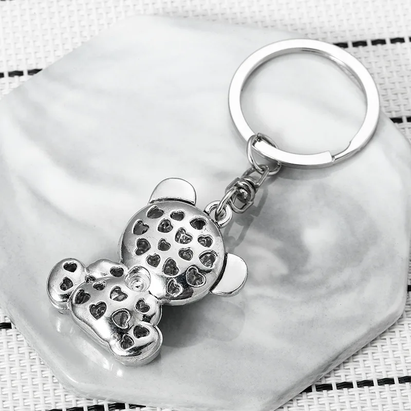 New Bear Rhinestone Inlaid Car Key Chain Full of Rhinestones Creative Cartoon Bow Bear Backpack Pendant Cute Keychain