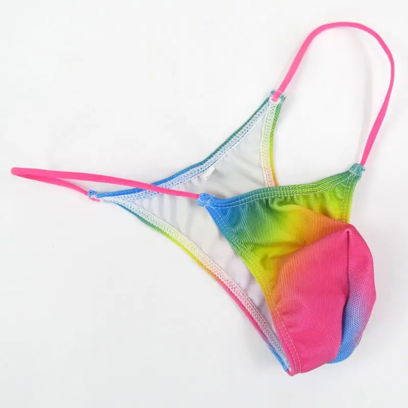 

Fashion Soft Sexy Men's Thong Rainbow camouflage leopard print Underwear G String Sissy Breathable T-back Erotic Panties
