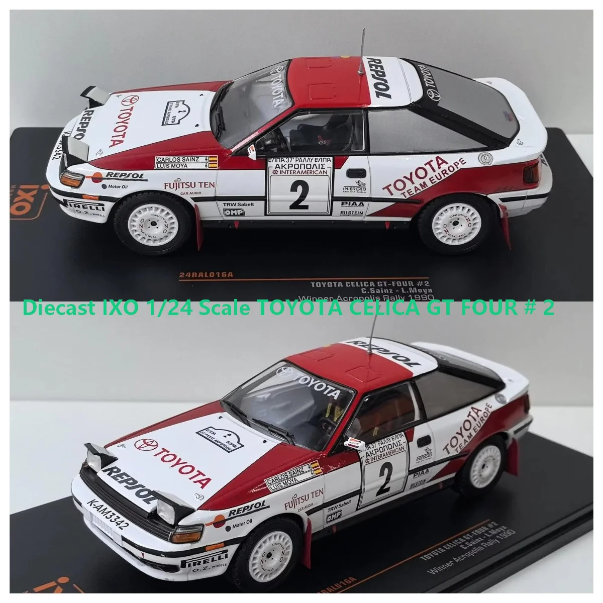 Diecast IXO 1/24 Scale TOYOTA CELICA GT FOUR # 2 1990 Rally Car V4 Alloy Car Model