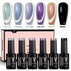 YOKEFELLOW Upgraded Magnetic Cat Eye Gel Nail Polish 6Pcs/Set Aurora 9D Cat Eye Nail Gel Polish Glitter Magnetic Gel Polish