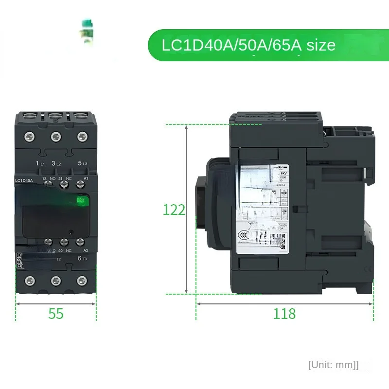 Contactor Lc1d Series 65A Three Pole AC Contactor 380vac One Opening and One Closing LC1