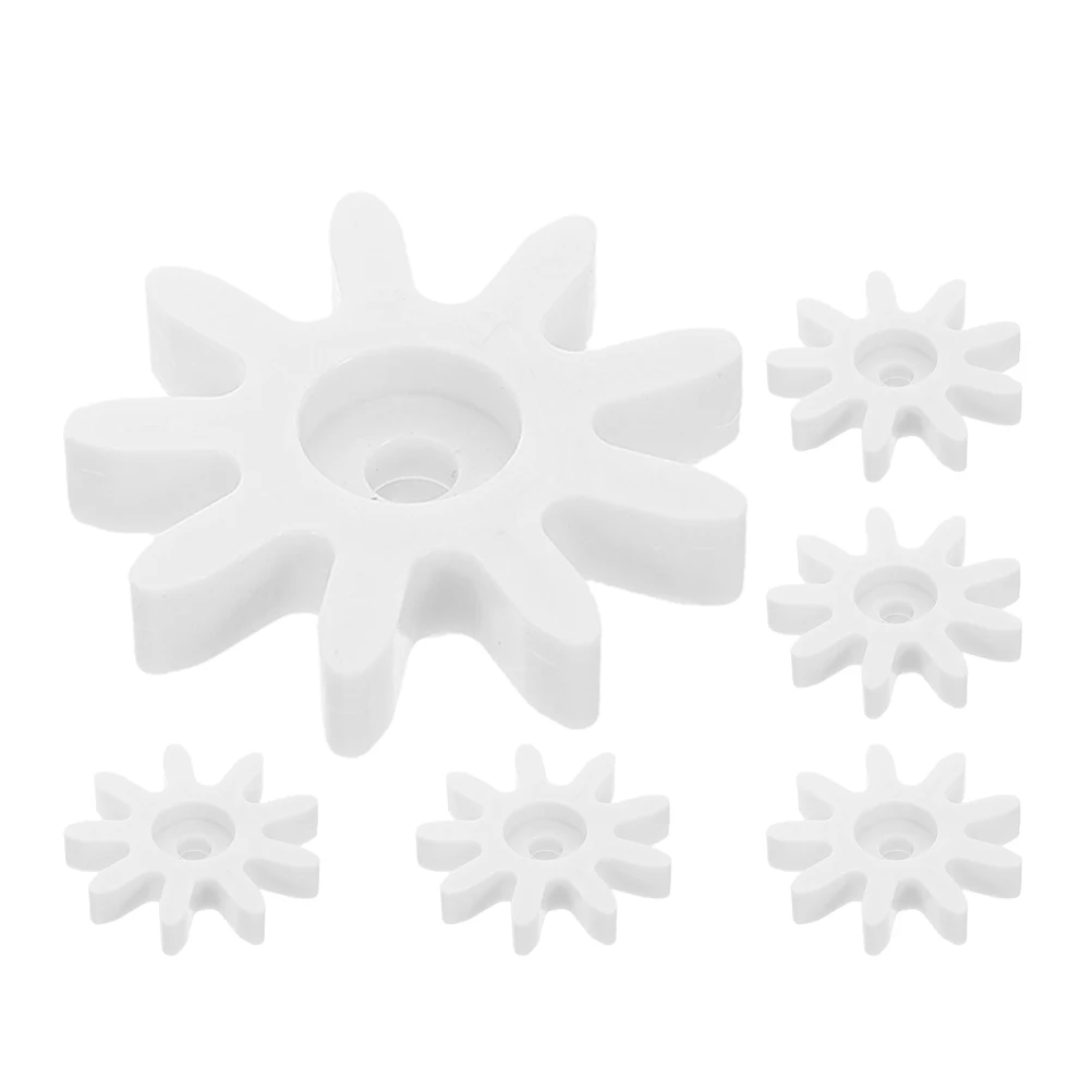 

6pcs White Plastic Candy Turntable Gear Tiny Toy Component Machine Stirring Rod Mechanical Gears Pinball Parts Interlocking Toy