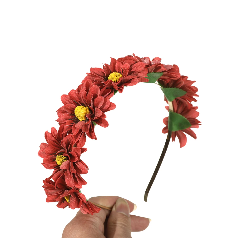 ที่คาดผมดอกไม้ผ้าประดิษฐ์แบบใหม่ ที่คาดผมดอกไม้สำหรับผู้หญิง ใช้ในชีวิตประจำวัน ถ่ายภาพแนวศิลปะ สไตล์โบฮีเมียน เครื่องประดับผม