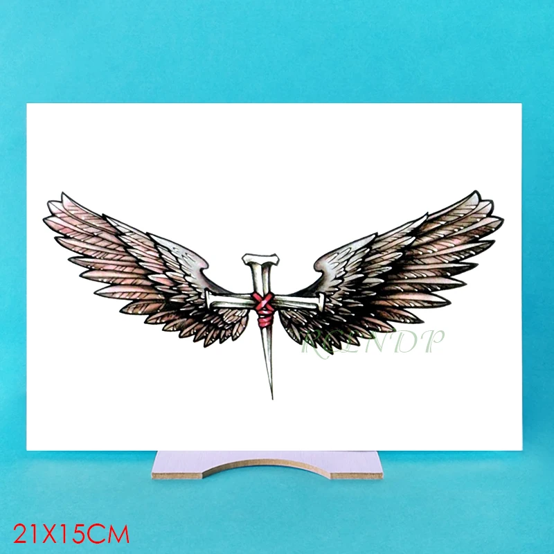 Waterproof Temporary Tattoo Sticker angel wing cross fake tatto flash tatoo big tattoos arm foot back for girl women men