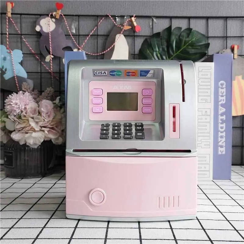 ATM Piggy Bank Automatic Mini Safe Coins Cash Saving Money Box Digital Electronic Upgraded Talking Piggy Banks Child Gifts