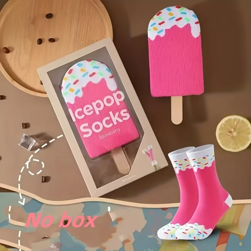 Novelty Ice Cream Popsicle Socks,Funny Cute Fruit Pattern Crew Socks,Soft Breathable Casual Socks Daily Wear,Party,Holiday Gift