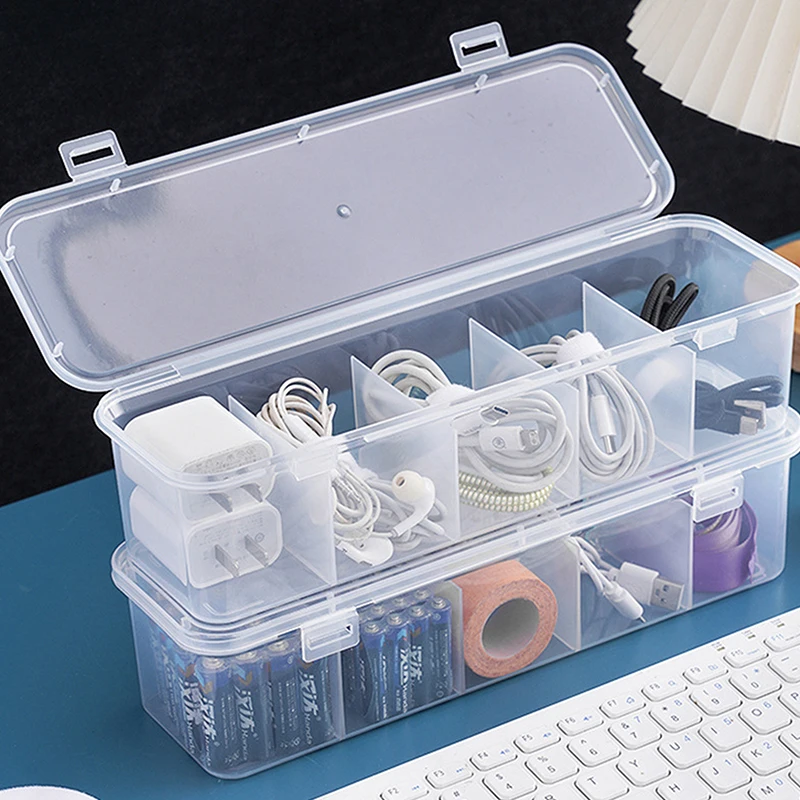 1PC 5 Grids Multifunctional Hair Accessories Storage Box Jewelry Organizer Transparent Compartment Desktop Home Storage Box