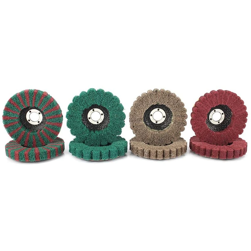 

8Pcs 4 Inch Nylon Fiber Flap Wheel Abrasive Disc Polishing Buffing Grinding Wheel Scouring Pad For 100Mm Angle Grinder