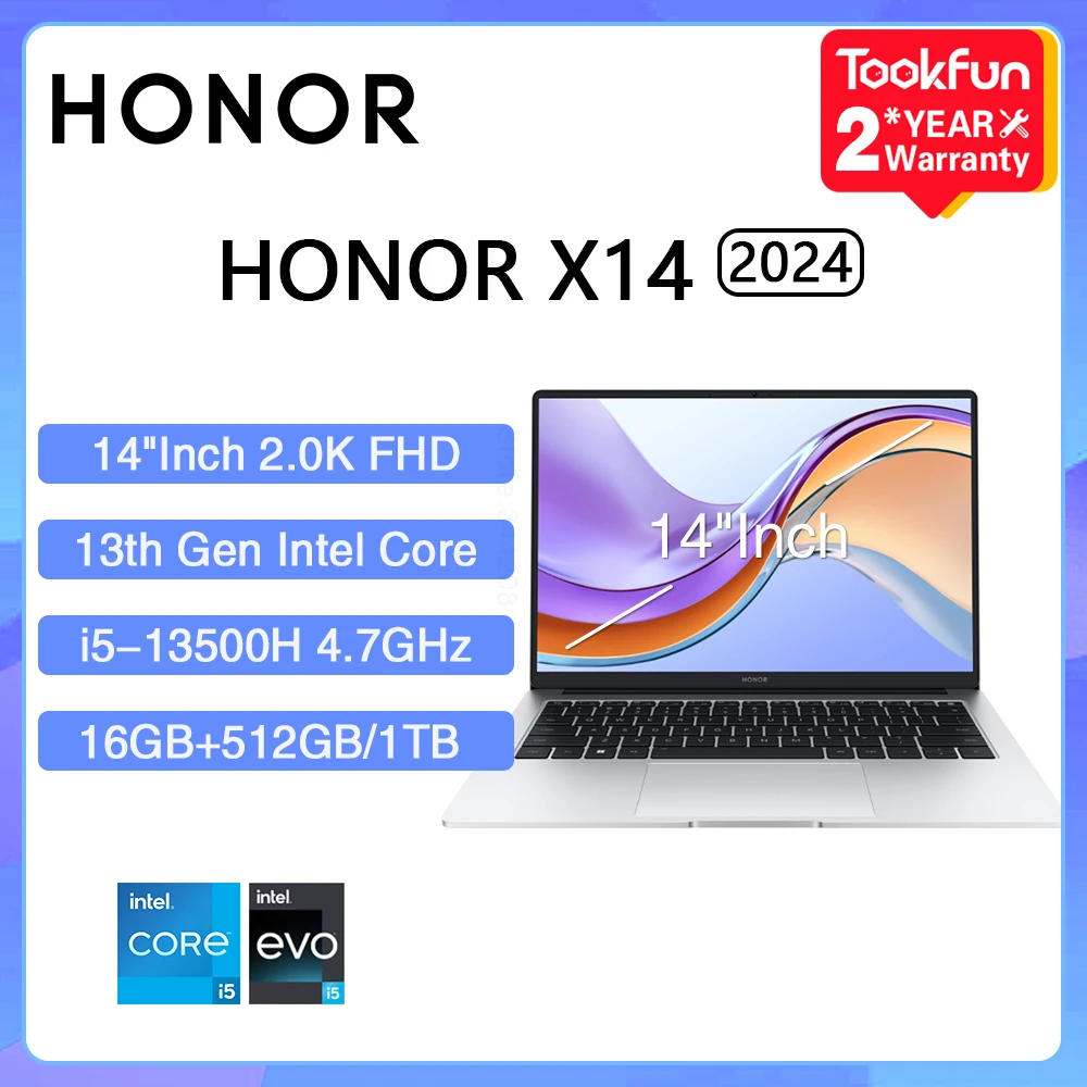 HONOR MagicBook X14 Pro 2024 Laptop Intel Core i5-13500H AMD Ryzen R5 16GB 512GB 1TB 14