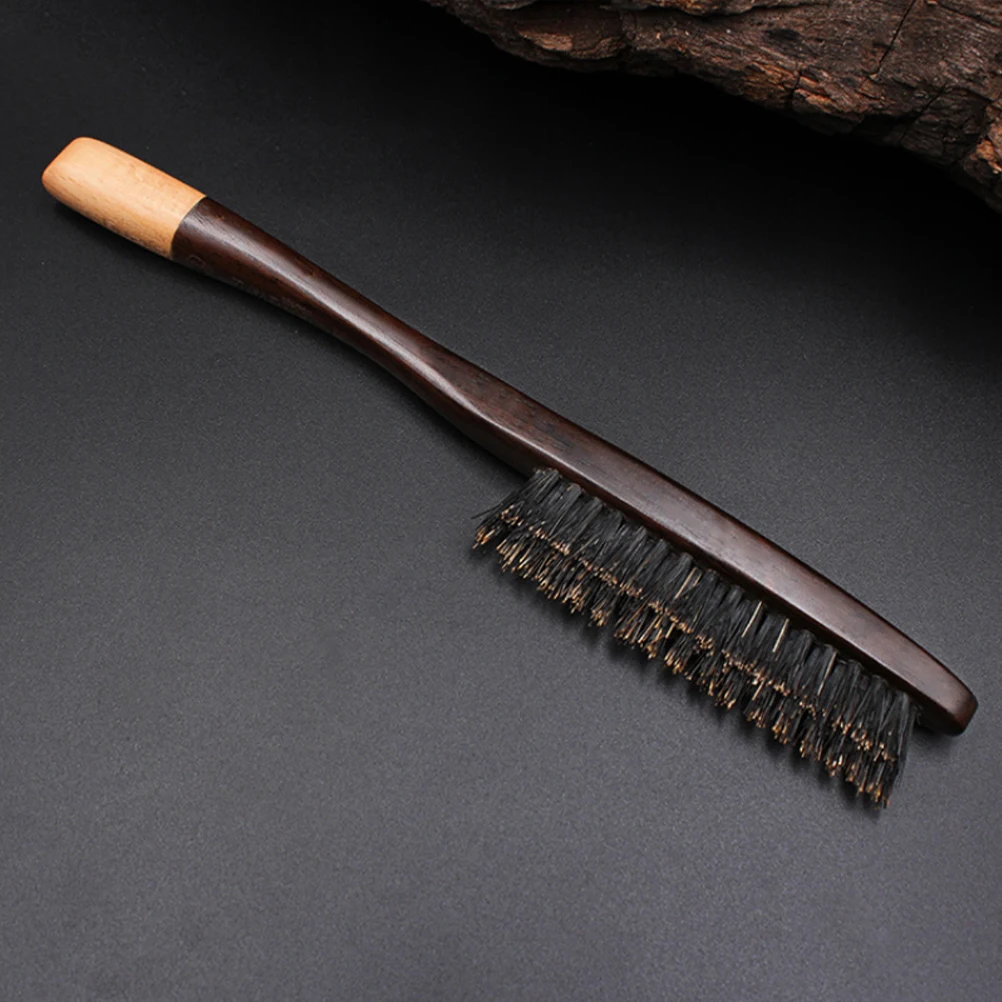 

Three row Comb Styling Brush for Curly Hair Evening Thick Ebony Wood Mens Hairbrush Portable